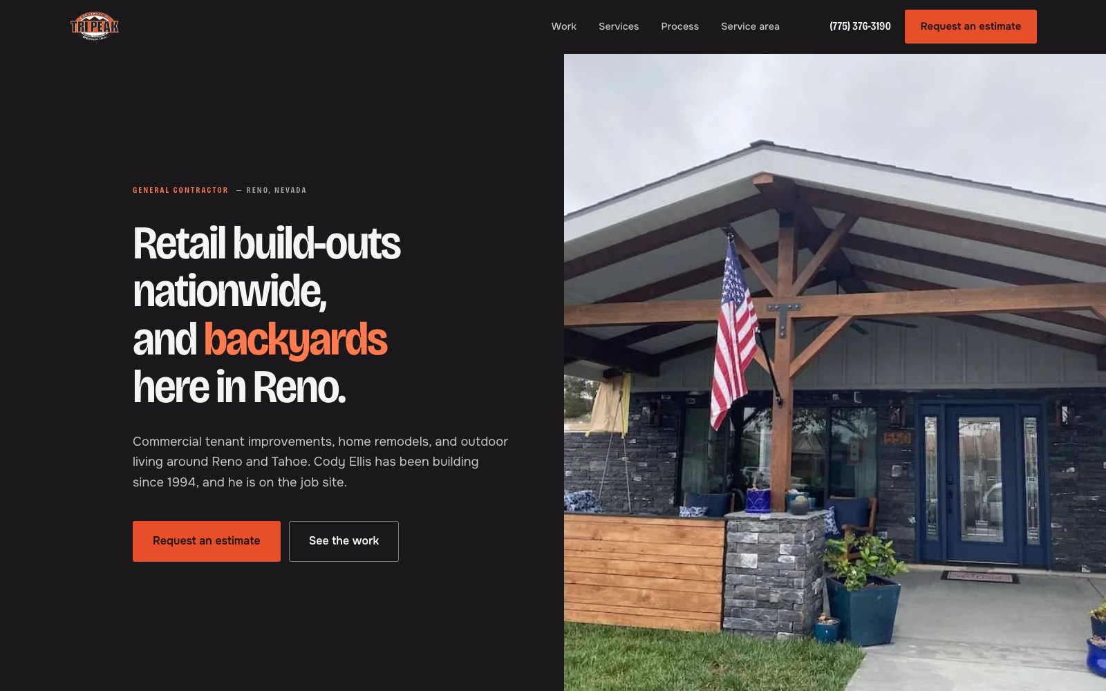 The new Tri Peak Construction homepage concept