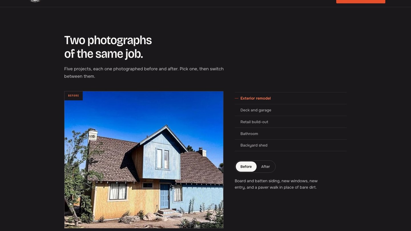 The recent work gallery on the new homepage